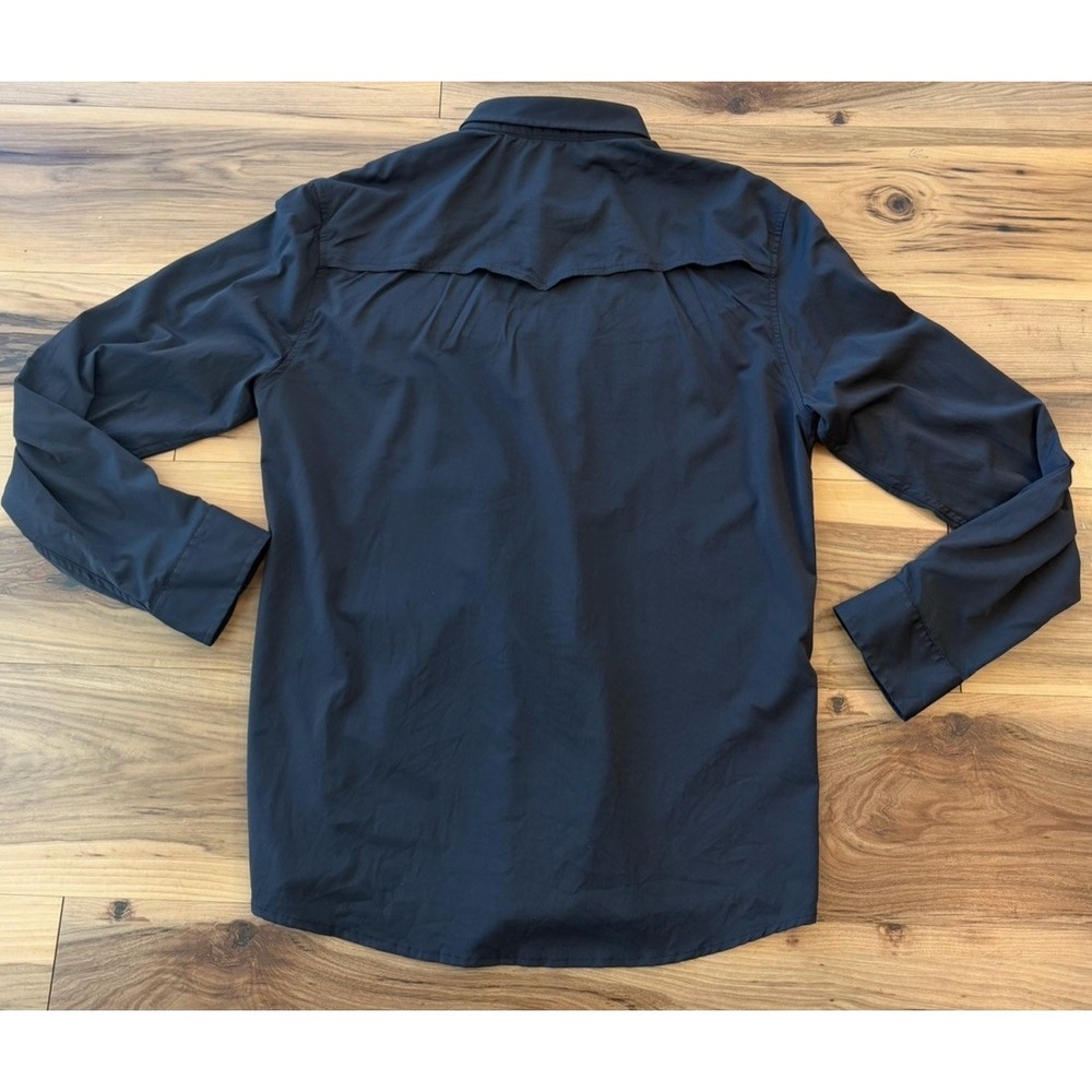 Poncho Outdoors Black Snap Front Performance Shirt Men's L Slim Fit Quick Dry - Picture 10 of 10